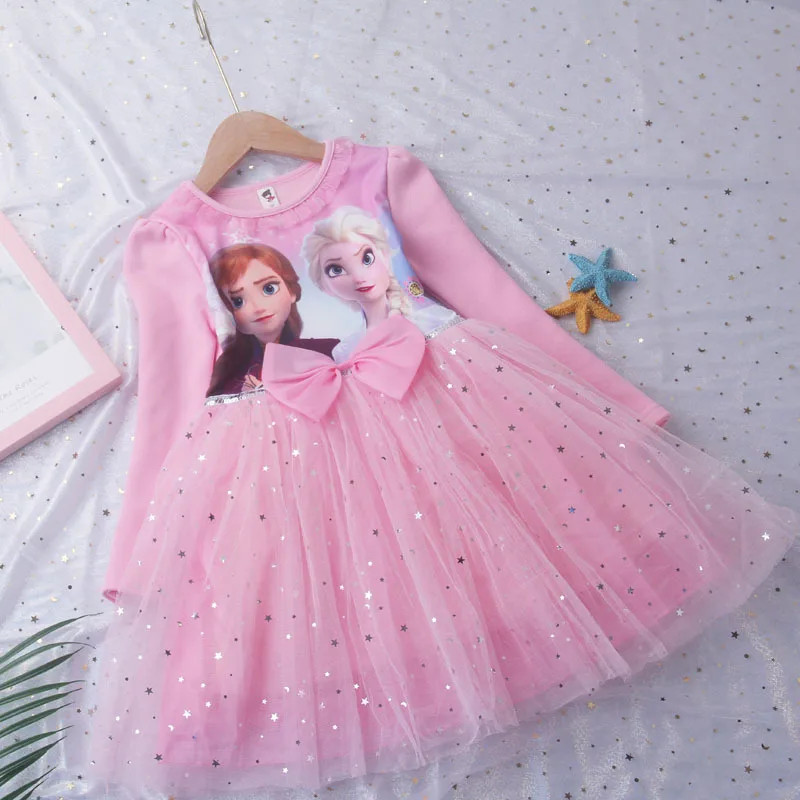 Robes de princesse congelées Elsa pour filles, costume à manches longues, vêtements de fête éducatifs pour adolescents et enfant