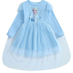 Robe de princesse à manches longues pour filles, vêtements de fête pour enfants, Elsa Frozen, printemps, automne, enfants, 2-9 a