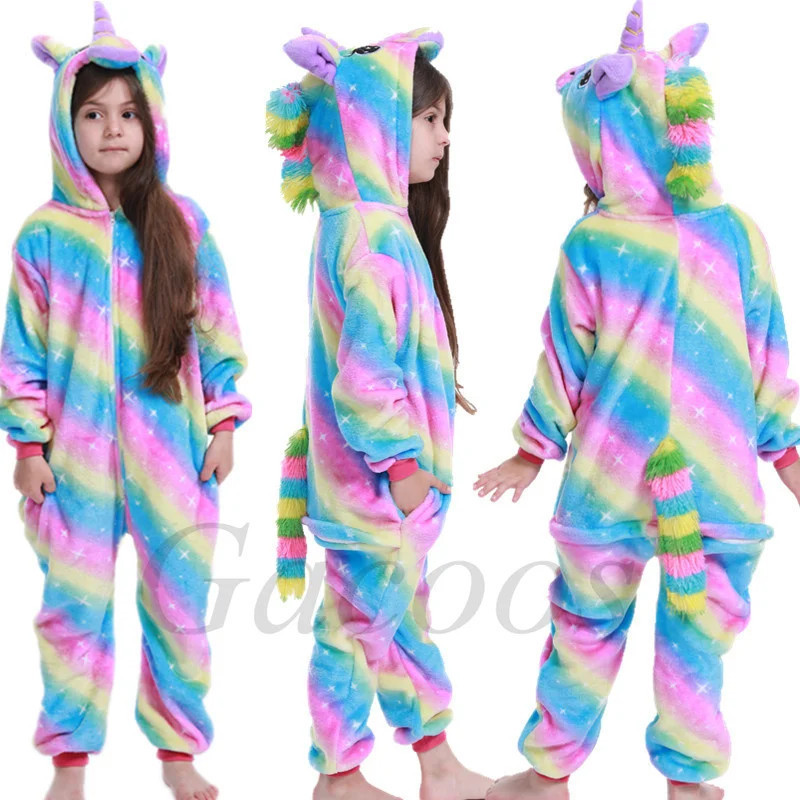 Pyjama à Capuche pour Enfant de 4 à 12 Ans, Vêtement de Nuit, Motif Chat de Dessin Animé, Kigurumi, Nairobi, Orn, Cosplay, pour 