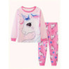 Pyjama Décontracté en Coton Rose à Col Ras du Cou pour Fille, Ensemble avec Imprimé de Dessin Animé Nairobi Orn, 2 Pièces