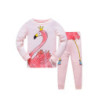 Pyjama Décontracté en Coton Rose à Col Ras du Cou pour Fille, Ensemble avec Imprimé de Dessin Animé Nairobi Orn, 2 Pièces