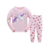 Pyjama Décontracté en Coton Rose à Col Ras du Cou pour Fille, Ensemble avec Imprimé de Dessin Animé Nairobi Orn, 2 Pièces