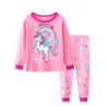 Pyjama Décontracté en Coton Rose à Col Ras du Cou pour Fille, Ensemble avec Imprimé de Dessin Animé Nairobi Orn, 2 Pièces