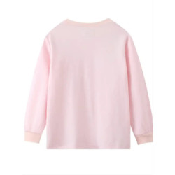 Pyjama Décontracté en Coton Rose à Col Ras du Cou pour Fille, Ensemble avec Imprimé de Dessin Animé Nairobi Orn, 2 Pièces