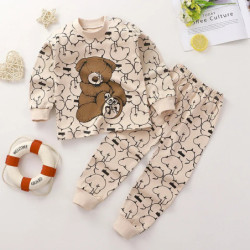 Pyjama long en coton pour bébé garçon et fille, t-shirt et pantalon imbibés, vêtements de maison, nouvelle collection 2024