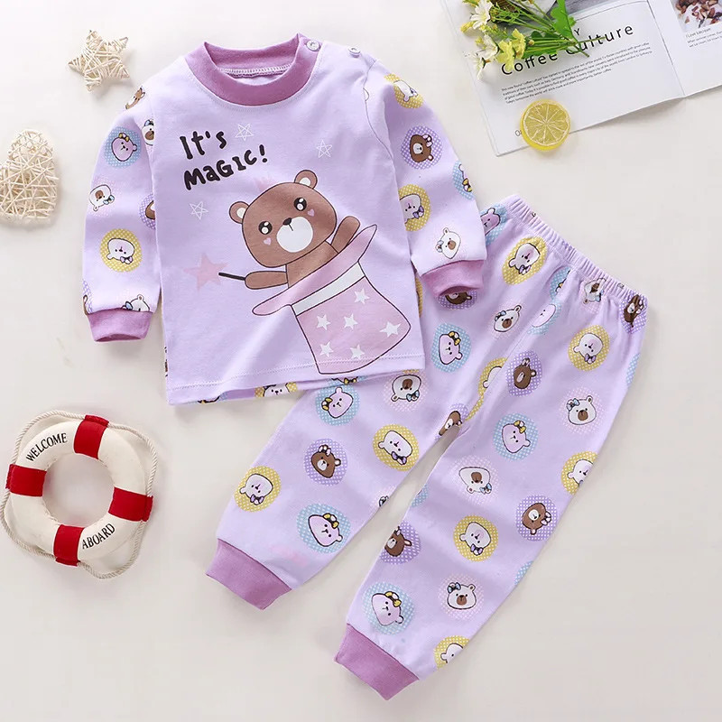 Pyjama long en coton pour bébé garçon et fille, t-shirt et pantalon imbibés, vêtements de maison, nouvelle collection 2024