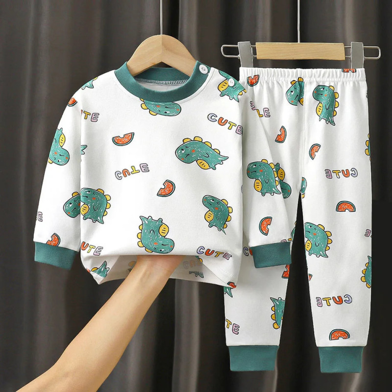 Ensemble de pyjamas de dinosaure de dessin animé pour enfants, tenue unisexe, vêtements doux et confortables, convient aux garço