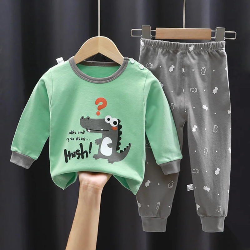 Ensemble de pyjamas de dinosaure de dessin animé pour enfants, tenue unisexe, vêtements doux et confortables, convient aux garço