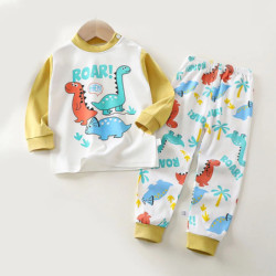 Ensemble de pyjamas de dinosaure de dessin animé pour enfants, tenue unisexe, vêtements doux et confortables, convient aux garço