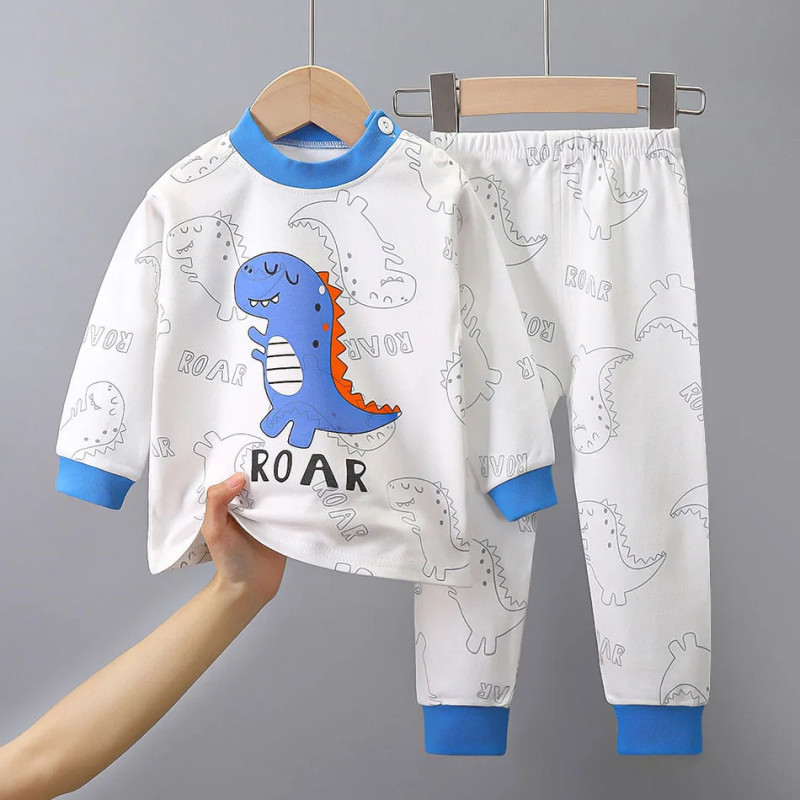 Ensemble de pyjamas de dinosaure de dessin animé pour enfants, tenue unisexe, vêtements doux et confortables, convient aux garço