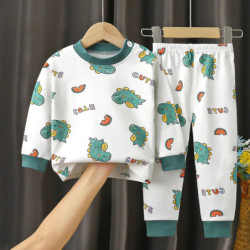 Ensemble de pyjamas de dinosaure de dessin animé pour enfants, tenue unisexe, vêtements doux et confortables, convient aux garço