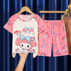 Pyjama d'été à manches courtes pour enfants, ensemble de vêtements de maison pour garçons et filles, vêtements de nuit pour mère