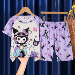 Pyjama d'été à manches courtes pour enfants, ensemble de vêtements de maison pour garçons et filles, vêtements de nuit pour mère