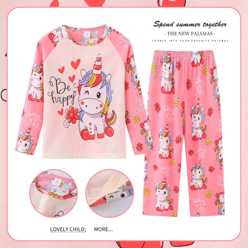 Pyjama de dessin animé Minnie et Elsa Duck pour enfants, vêtements de maison pour enfants, vêtements de nuit décontractés, vêtem