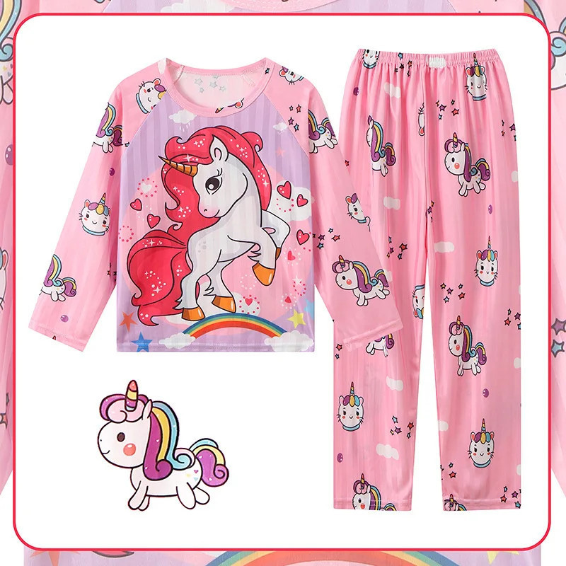 Pyjama de dessin animé Minnie et Elsa Duck pour enfants, vêtements de maison pour enfants, vêtements de nuit décontractés, vêtem