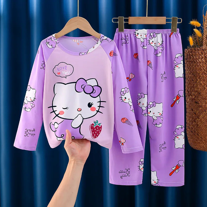 Pyjama de dessin animé Minnie et Elsa Duck pour enfants, vêtements de maison pour enfants, vêtements de nuit décontractés, vêtem