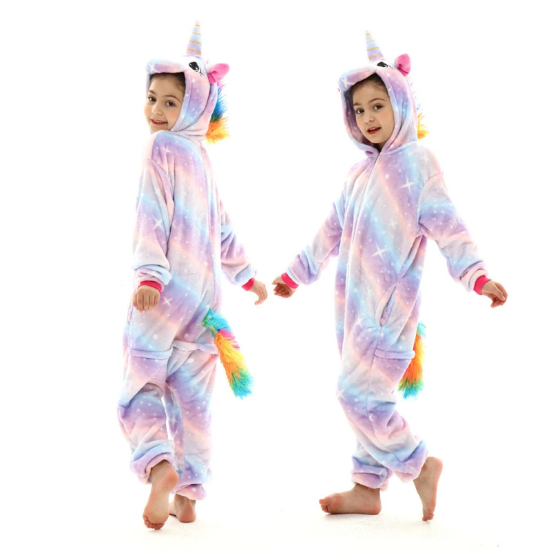 Pyjama en flanelle pour enfants, Pikachu, Licorne, Kigurumi, Onesies, Garçons, Bol, Bébé, Couverture, Dormeuses, Vêtements de nu