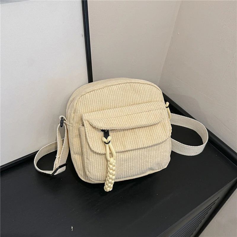 Petit sac à bandoulière en velours côtelé pour femme, sac à bandoulière pour adolescente, fourre-tout mignon, sacs de messager H