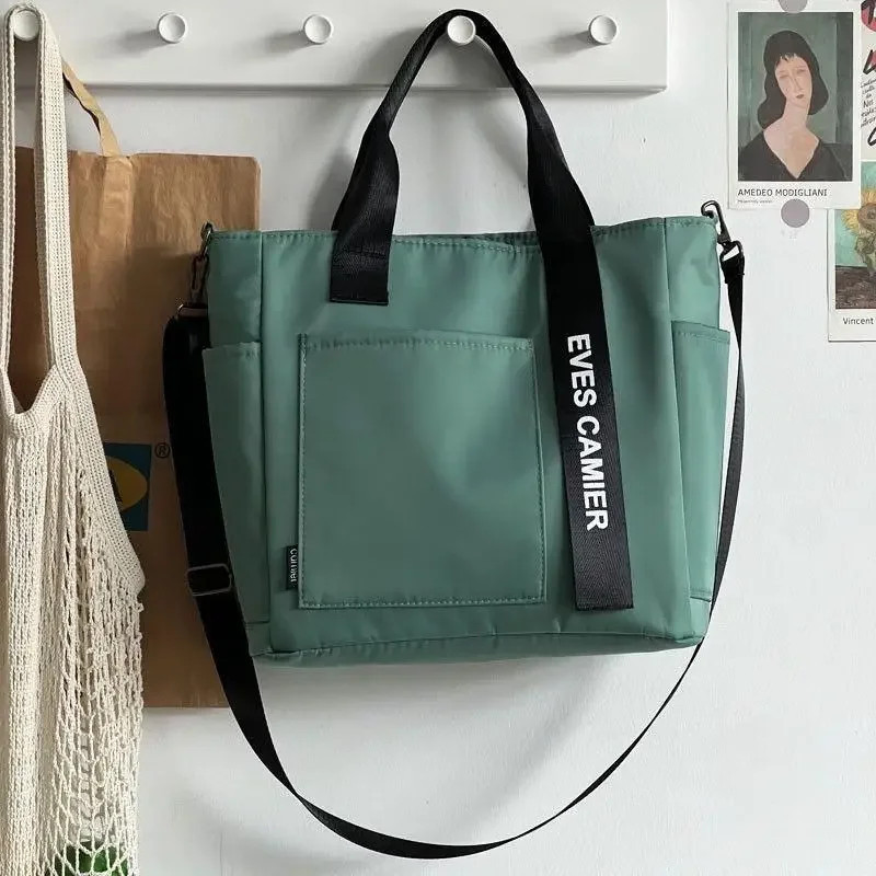 Sac fourre-tout décontracté de grande capacité pour écolière, sac à main en toile imperméable en nylon, sacs de messager simples