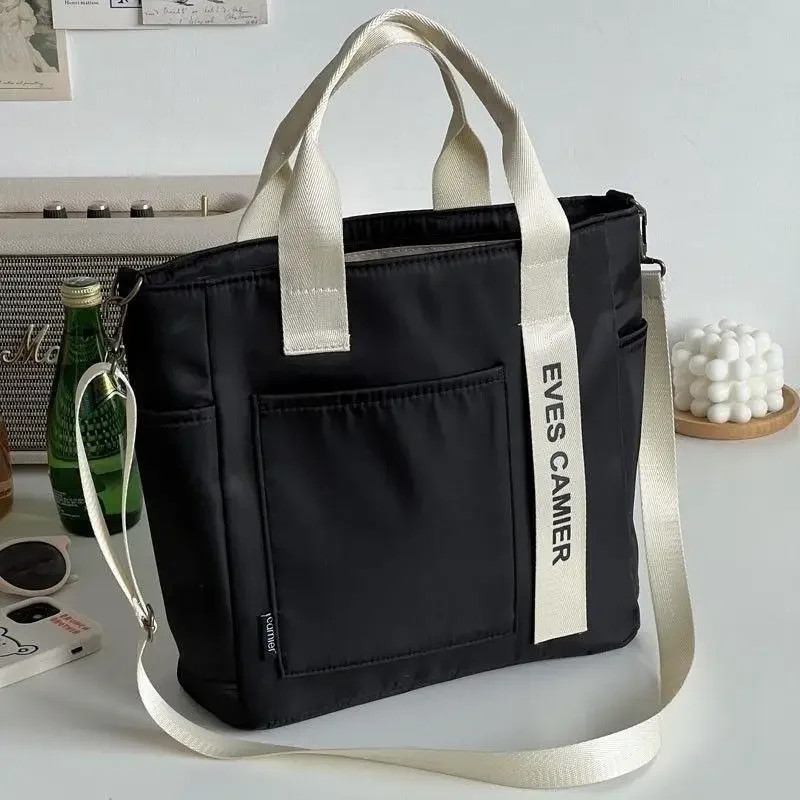 Sac fourre-tout décontracté de grande capacité pour écolière, sac à main en toile imperméable en nylon, sacs de messager simples