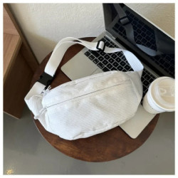 Sac de taille en velours côtelé pour femme, sac à bandoulière en toile, sac banane, sacs de poitrine, mode étudiante, gels de té