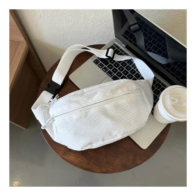 Sac de taille en velours côtelé pour femme, sac à bandoulière en toile, sac banane, sacs de poitrine, mode étudiante, gels de té