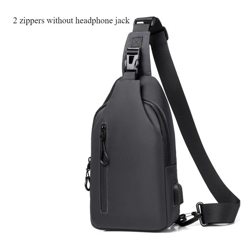 Sac à Bandoulière en Nylon pour Homme, Sacoche de Poitrine, Solide, Décontracté, à la Mode, Chargement USB, Nouvelle Collection