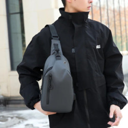 Sac à Bandoulière en Nylon pour Homme, Sacoche de Poitrine, Solide, Décontracté, à la Mode, Chargement USB, Nouvelle Collection