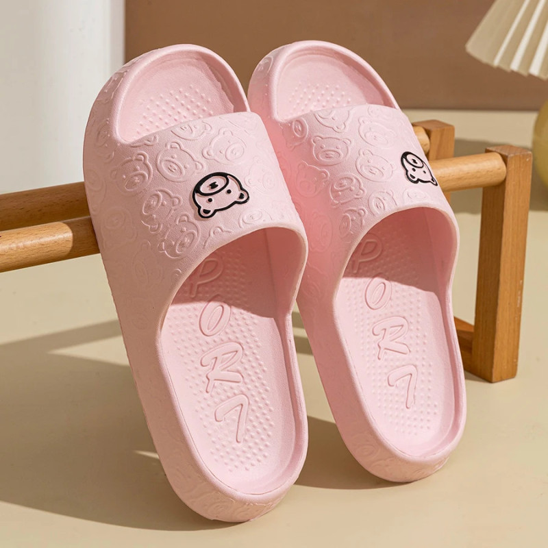 Pantoufles d'Été à la Mode pour Homme et Femme, Sandales d'Nikà Motif de Petit Ours, Chaussures Décontractées pour Dortoir, Coup