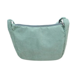 Sac à Main Minimaliste en Velours Côtelé pour Femme, Bandoulière, Sous les Bras, Tissu, Solide, Fermeture Éclair, Document