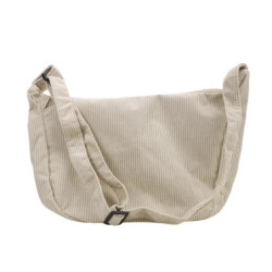 Sac à Main Minimaliste en Velours Côtelé pour Femme, Bandoulière, Sous les Bras, Tissu, Solide, Fermeture Éclair, Document