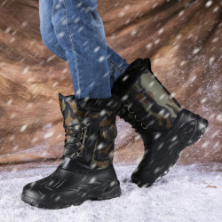 Nouveau hiver Camouflage neige hommes bottes chaussures de pluie en plein air imperméable avec fourrure en peluche chaud mâle dé