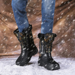 Nouveau hiver Camouflage neige hommes bottes chaussures de pluie en plein air imperméable avec fourrure en peluche chaud mâle dé