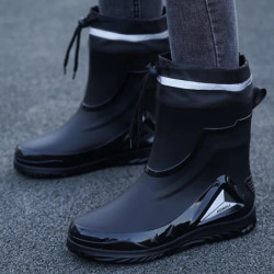 Chaussures de pluie imperméables pour hommes, chaussures de travail d'extérieur antidérapantes, doublées de polaire, bottes de p