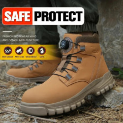 Bottes de sécurité imperméables pour le travail, bottes de protection en cuir, chaussures industrielles Anti-écrasement et Anti-