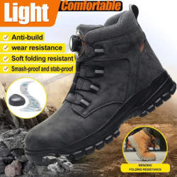 Bottes de sécurité imperméables pour le travail, bottes de protection en cuir, chaussures industrielles Anti-écrasement et Anti-