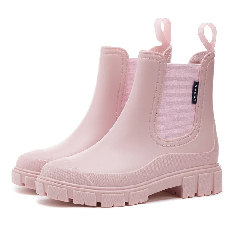 Femmes bottes imperméables nouveau Style bouche élastique bottines mi haut chaussures de pluie antidérapant extérieur intérieur 