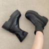 Grosses femmes genou bottes hautes mode sans lacet chevalier longs chaussons plate-forme appartements automne hiver chaussures