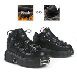 Chaussures de marque Style Punk pour femmes et hommes, baskets à lacets, hauteur du talon de 6CM, bottes Rock, décor en métal