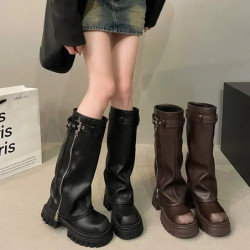 Hiver femmes Biker bottes...