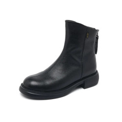 WOIZGIC femmes en cuir véritable femme mère bottines chaussures fendu fermeture éclair hiver fourrure peluche chaud automne Zapa